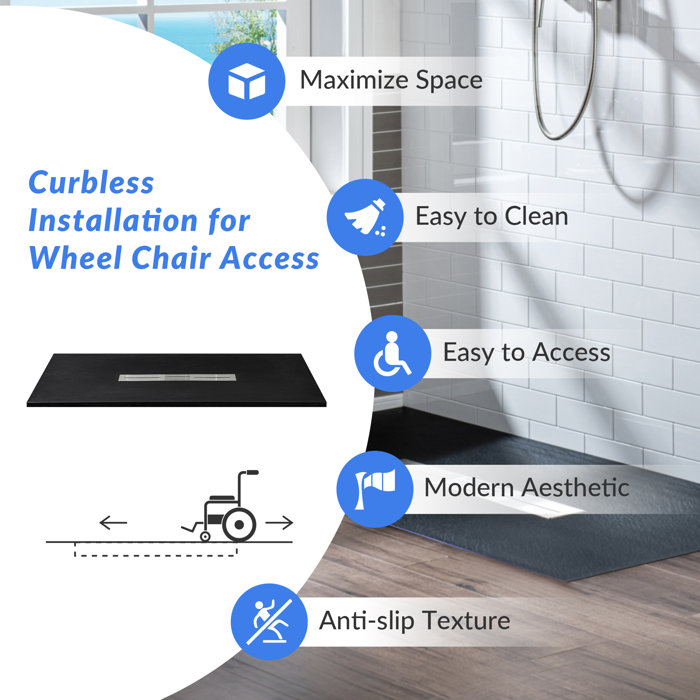 WoodBridge 60" W x 36" D Single Threshold Shower Base & Reviews Wayfair